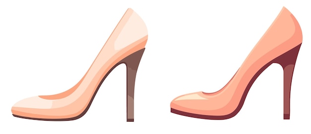 Vector footwear high heel white background isolated illustration minimal flipart vector style