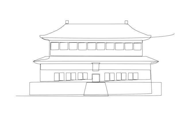 Forbidden City in Beijing China line art