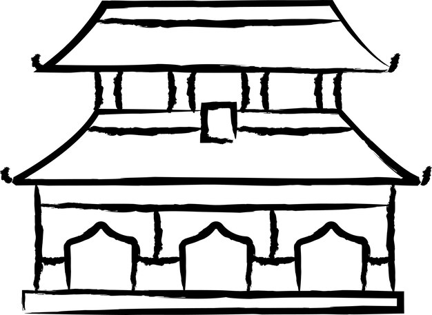 Vector forbidden city hand drawn illustration