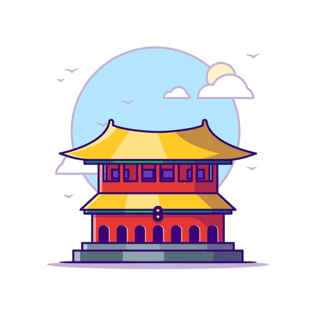 Forbidden City   Illustrations. Landmarks  Concept White Isolated. Flat Cartoon Style 