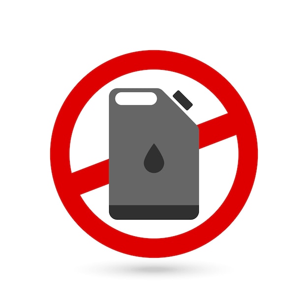 Forbidden sign with fuel canister icon Vector illustration