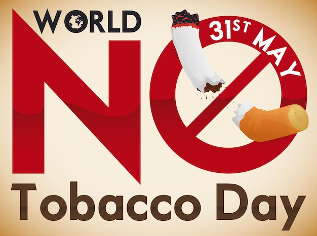 Forbidden signal over cigarette for awareness during No Tobacco Day