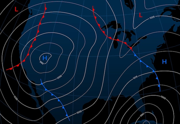 Forecast weather isobar map wind front