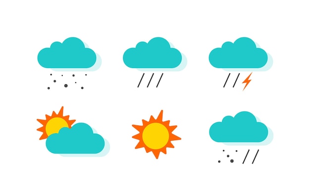 Forecast weather meteo icons set