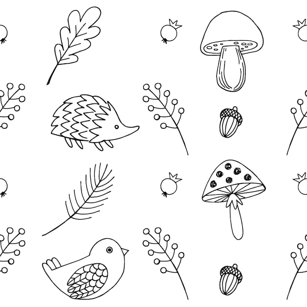 Forest animals vector seamless pattern. Forest  background