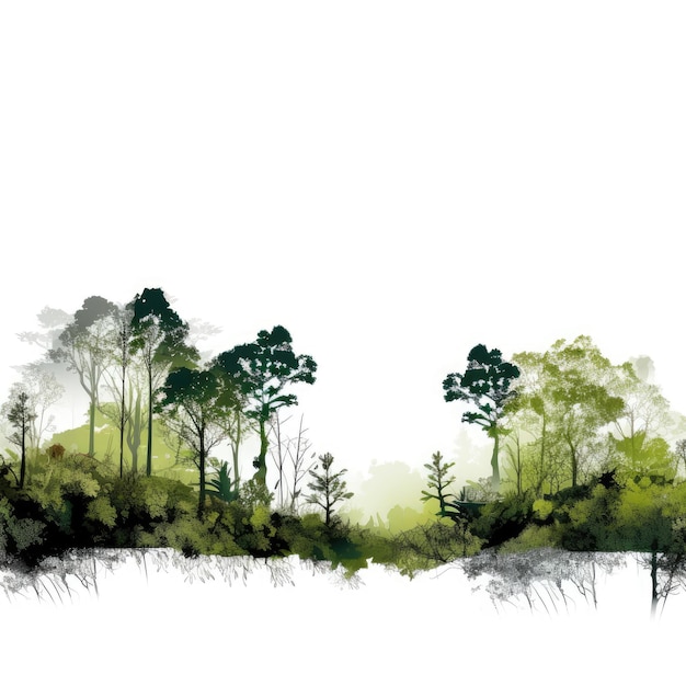 Forest Background water paint style Vector