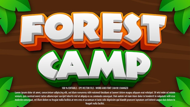 Forest camp 3d editable text effect