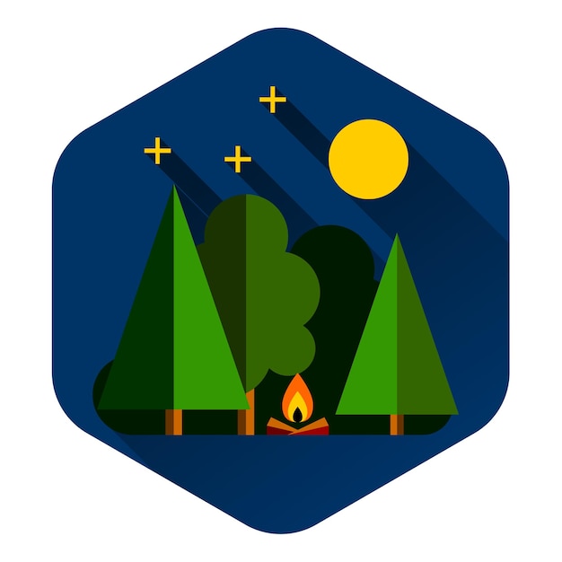 Forest camping outdoor. Vector illustration. flat style