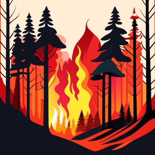 forest fire hazard vector illustration