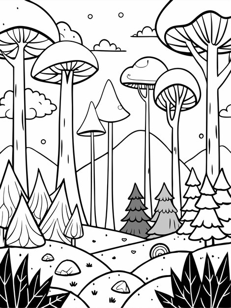 Vector forest floor colouring book pages for children and adults with vector design