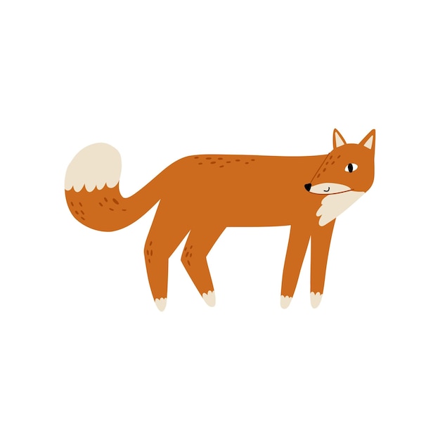 Forest fox flat style hand drawn child illustration