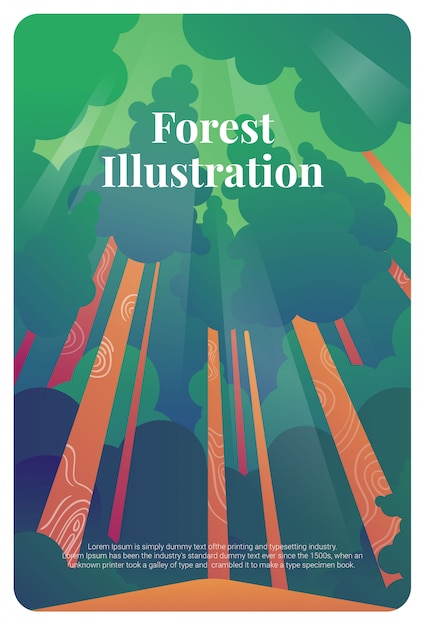 Vector forest illustration postcard greeting card