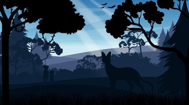 Forest landscape silhouette background