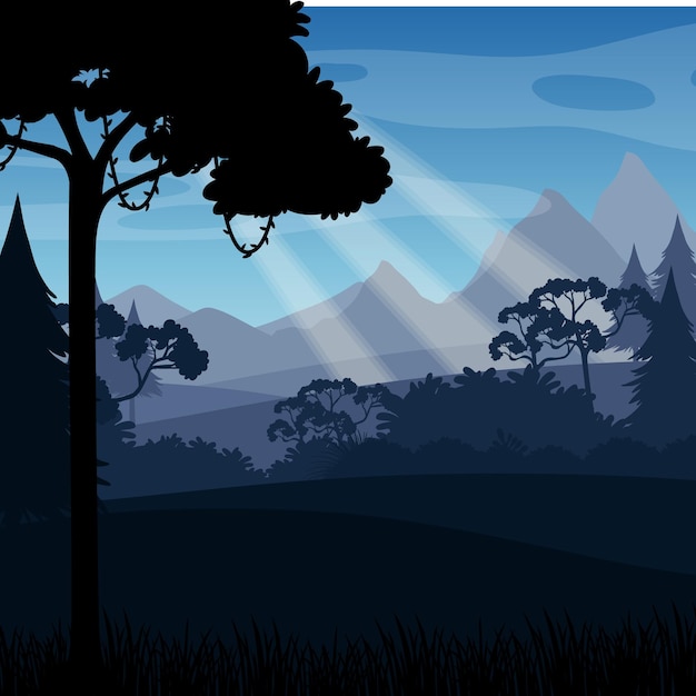 Forest landscape silhouette background