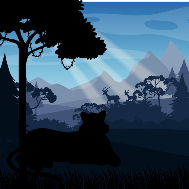 Forest landscape silhouette background