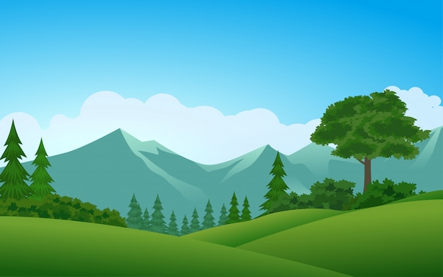 Forest and mountain vector illustration