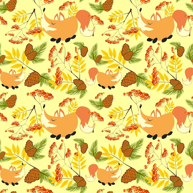 Forest pattern with animals and plants Seamless pattern for fabric paper