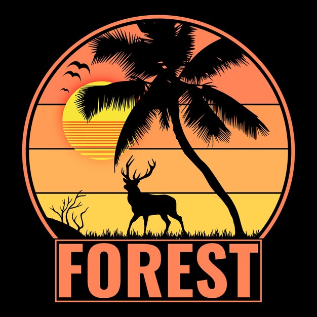 Forest retro vintage t shirt design and illustration.