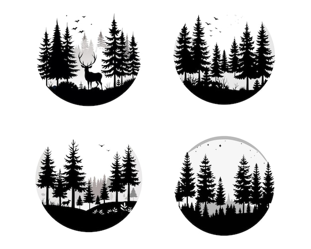 forest simple minimalist Silhouettes ai generated