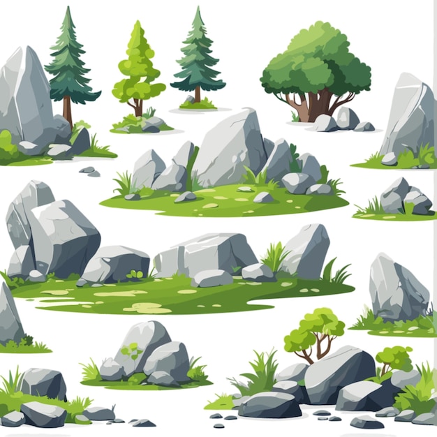 Forest and stones vector on white background