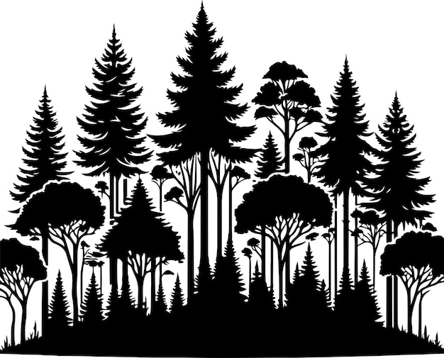 Forest Trees Silhouette Logo Monochrome Design Style