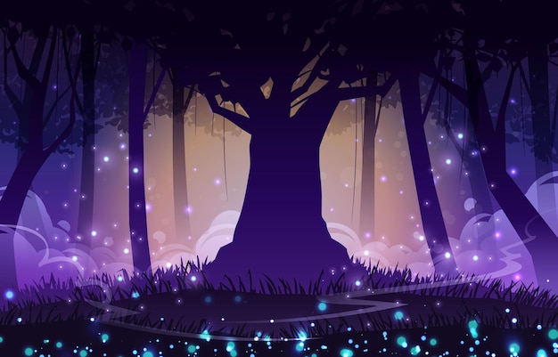 Forest wallpaper at night