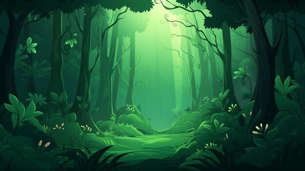 Vector a forest with a forest and a green path