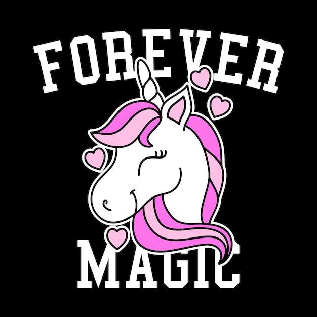 Vector forever magic pink unicorn