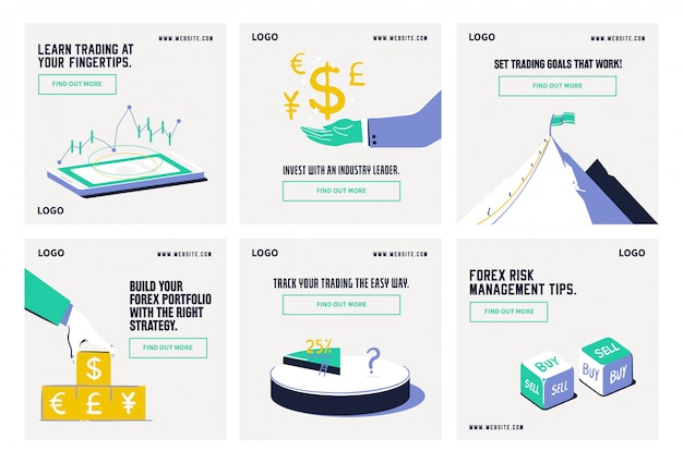 Forex stock market share social media post collection template