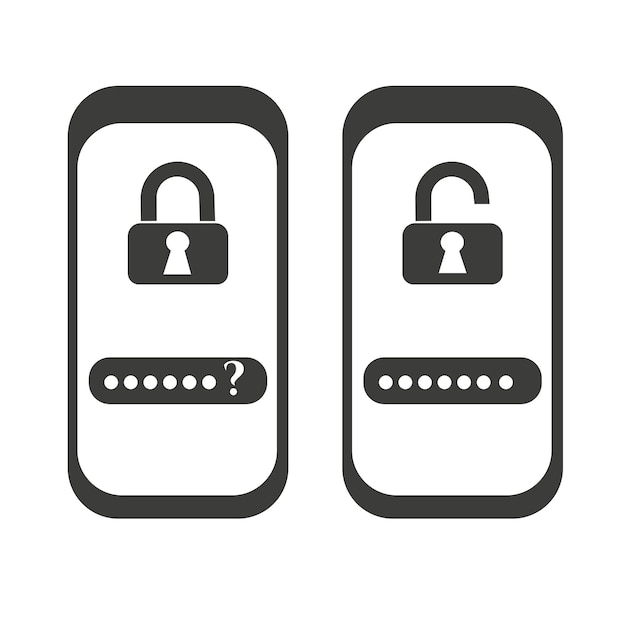 Forgot the password to unlock the phone to log in Vector illustration isolated on white background