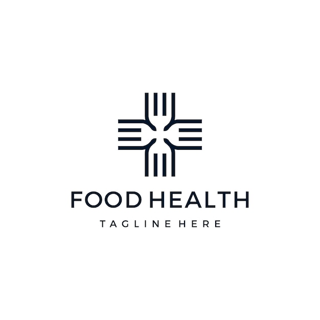 Fork Food Plus Sign Medical Health Logo Design Inspiration