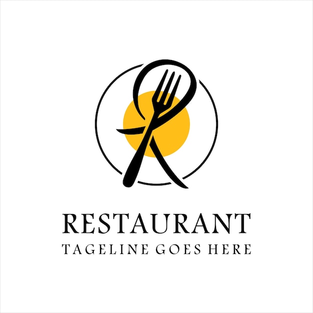 fork Food with letter R logo Restaurant Logo Icon Restaurant logo with minimalist creative style