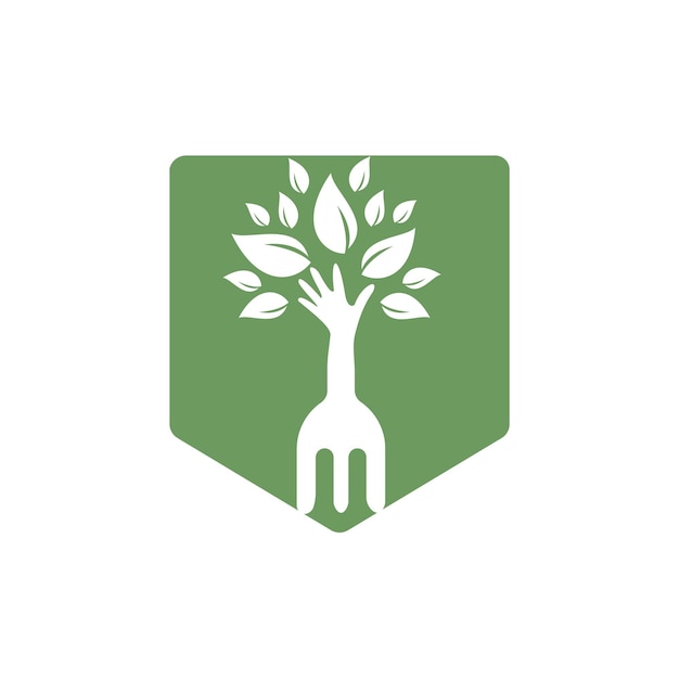 Fork hand tree vector logo design