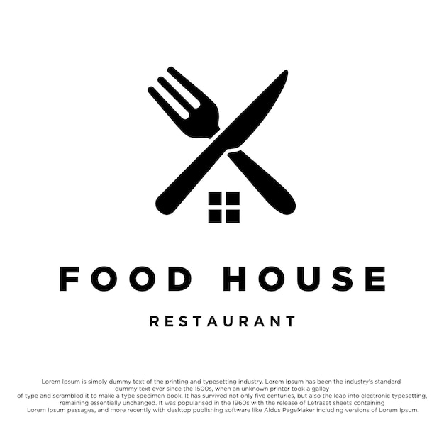 Fork and knife house vector Food house restaurant logo creative design