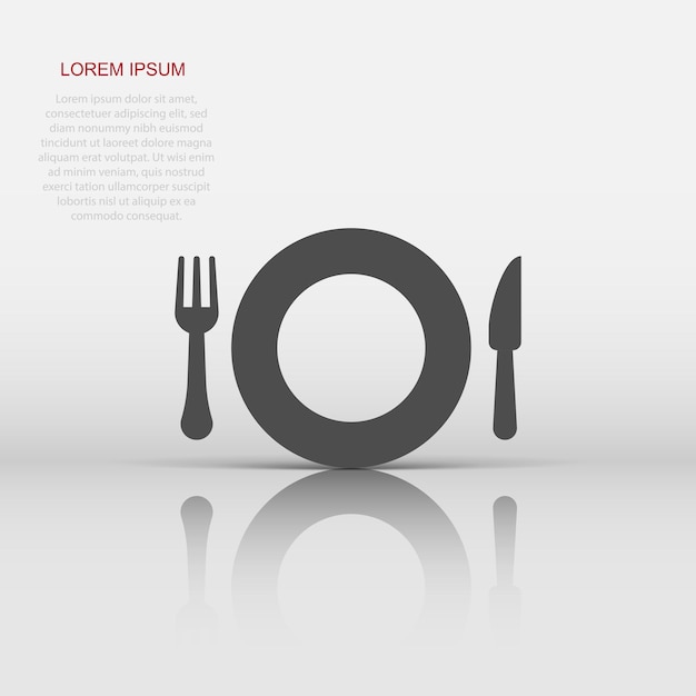 Fork and knife restaurant icon in flat style Dinner equipment vector illustration on white isolated background Restaurant business concept