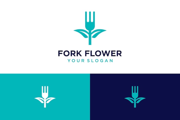 fork logo design with flowers and cutlery