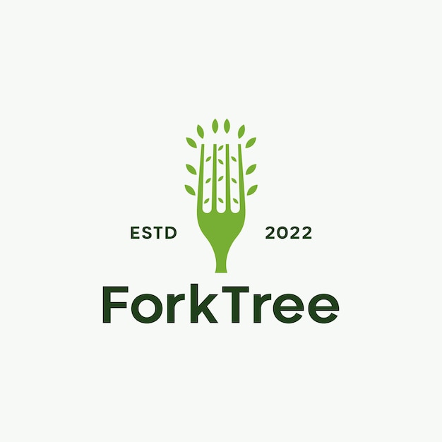 Fork Nature Leaf Food Restaurant Retro Vintage Logo Design