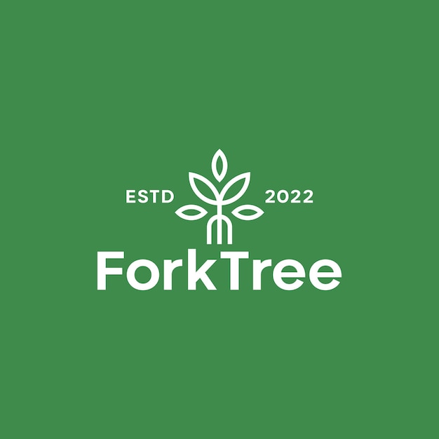 Fork Nature Leaf Food Restaurant Retro Vintage Logo Design