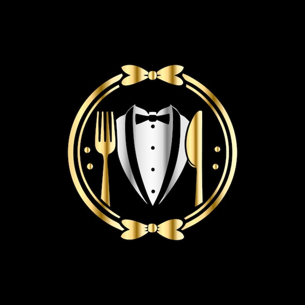 Fork spoon and bow tie logo design template Vector illustration