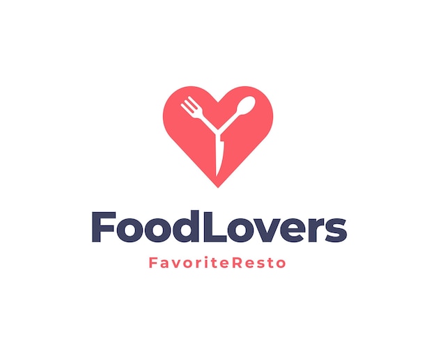 Vector fork and spoon with love shape logo icon design for restaurant logo template