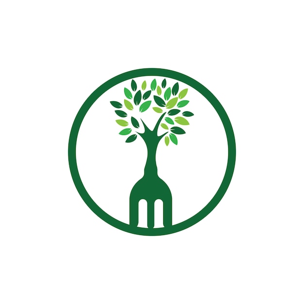 Fork tree vector logo design