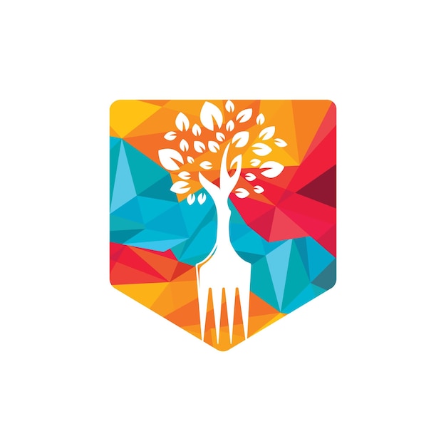 Fork tree vector logo design