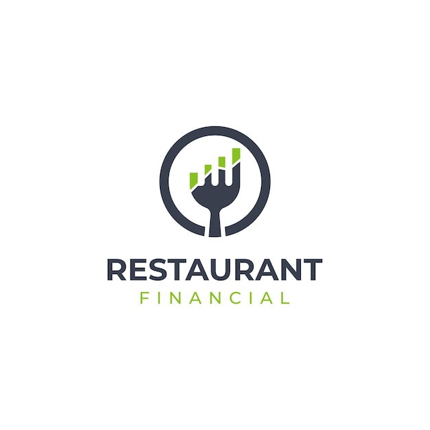 Fork with statistic marketing for restaurant food culinary business logo design