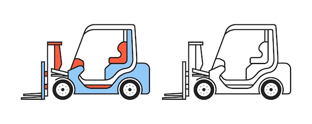 Forklift flat icon collection high quality outline symbol for web design or mobile app