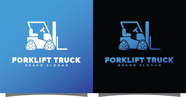 Forklift logo with creative modern syle Premium Vector