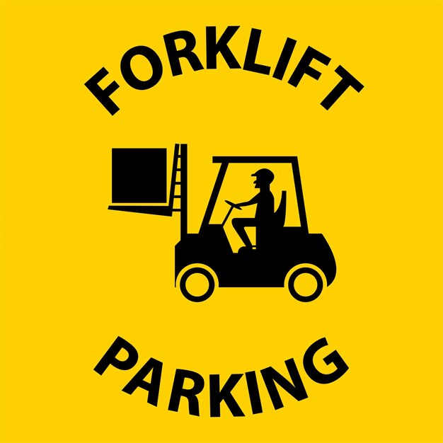 Vector forklift parking floor sign on white background