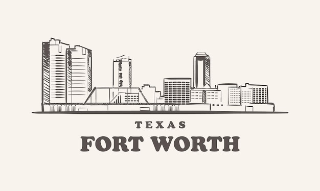 Vector fort worth skyline, texas