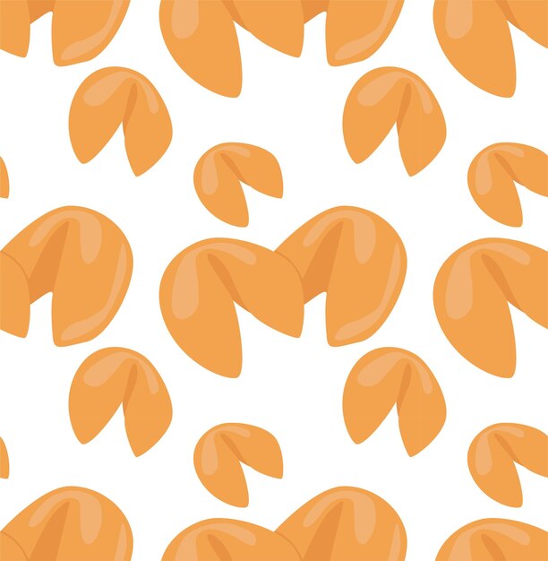 Fortune cookie Chinese pastries Seamless pattern in vector Asian food