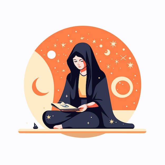 Fortune teller laying out and interpreting Tarot Vector illustration