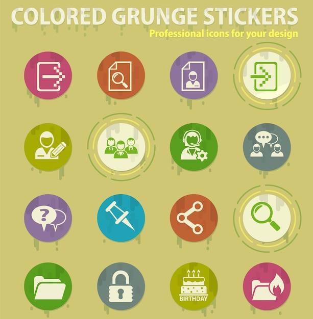 Forum interface colored grunge icons